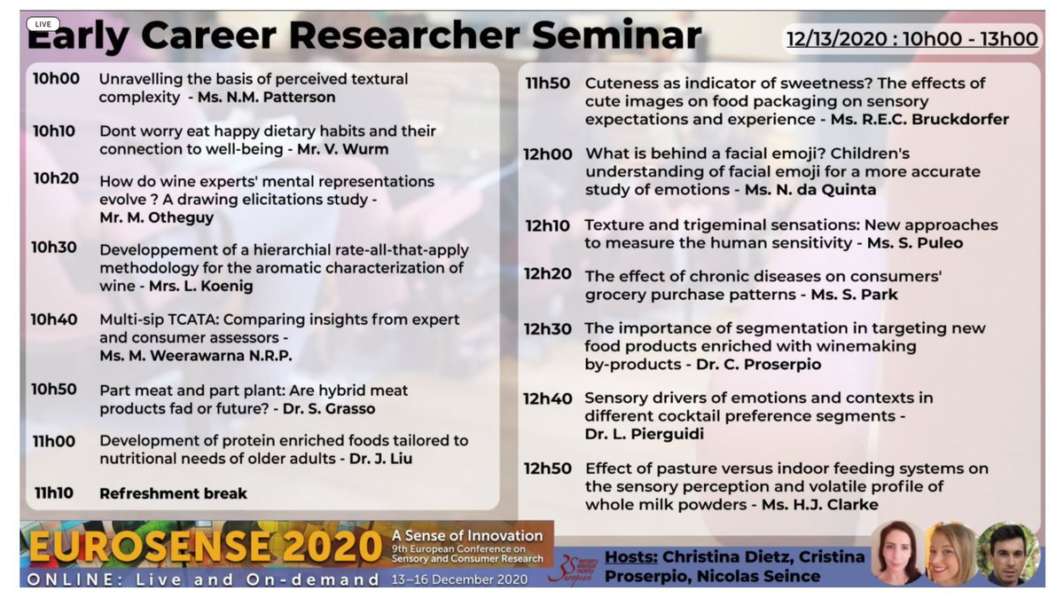 Thank you <a href="/cristinaproserp/">cristina proserpio</a>, @_ChristinaDietz and Nicolas Seince for the successful 1st E3S Early Career Research Seminar #online at #eurosense2020! 
You did a great job!! Young researchers are coming!!