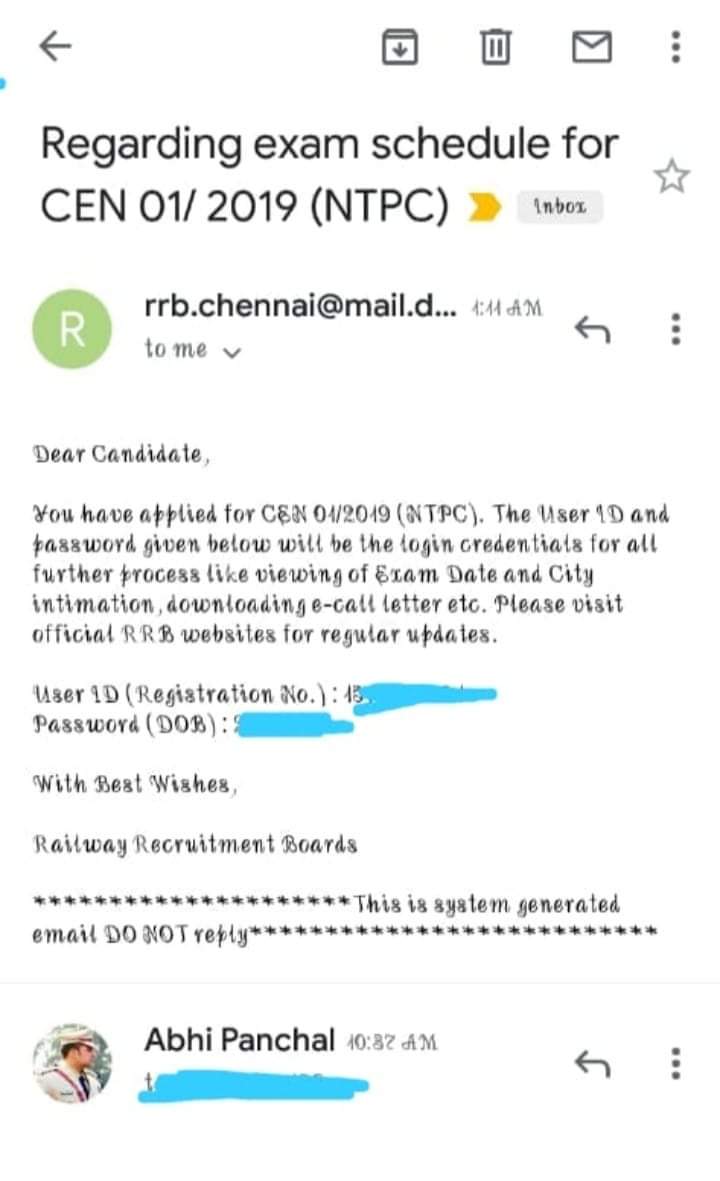 VinayTi29822876's tweet image. किस-किस को यह mail आया है???
लगता है RRB NTPC के एडमिट कार्ड आने लगे हैं..
जिनका mail नही आया है या open नही हो रहा है घबराए नही एक दो दिन में सबका होने लगेगा।
#ntpc
#ntpc_exam_date
#ntpc_admit_card
@kmrvivek14 @NitinSolankii @PiyushGoyal @AmitShahOffice