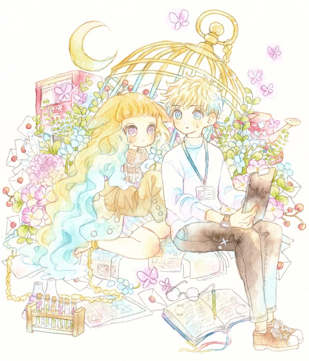 箱庭の少女とアウグーリオ 水彩 イラスト なるうのイラスト 箱庭の少女とアウグーリオ 水彩 イラスト なるうのイラスト