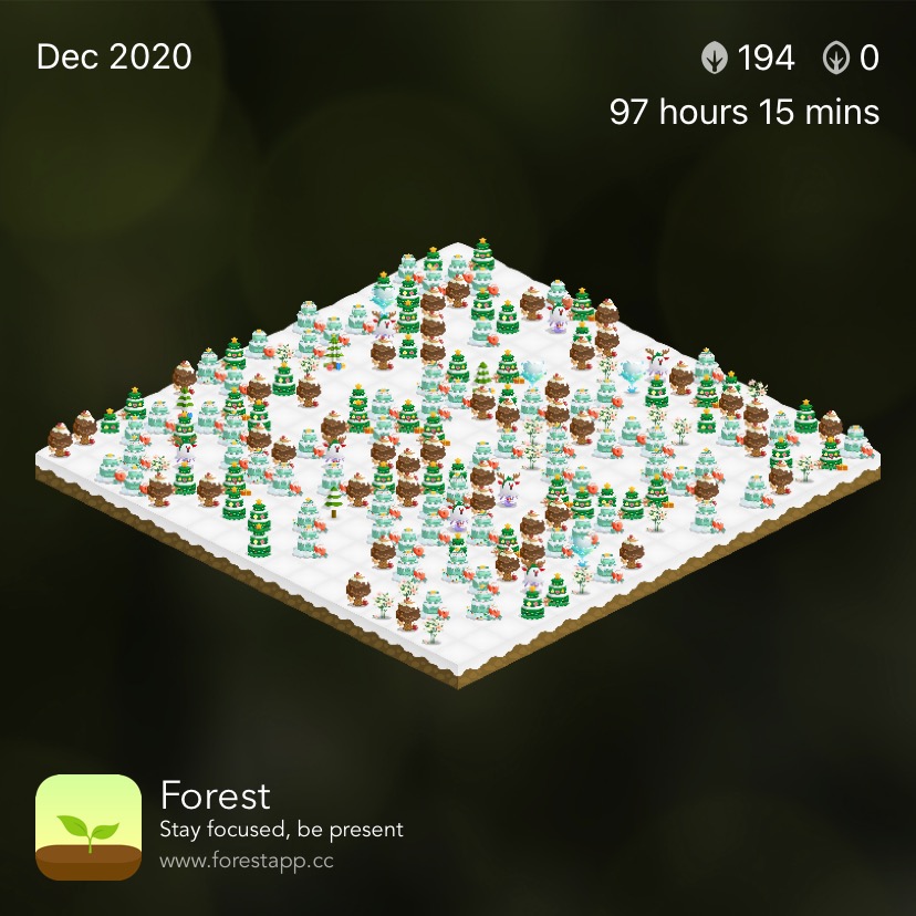 I had a tight timeline for the paper. To stay focused, I've been using Forest ( @forestapp_cc) for dedicated working time. There is a free version, but I've been more than happy with premium ($1.99 USD). Gamifying working has been huge, and there are many fun trees to collect 6/