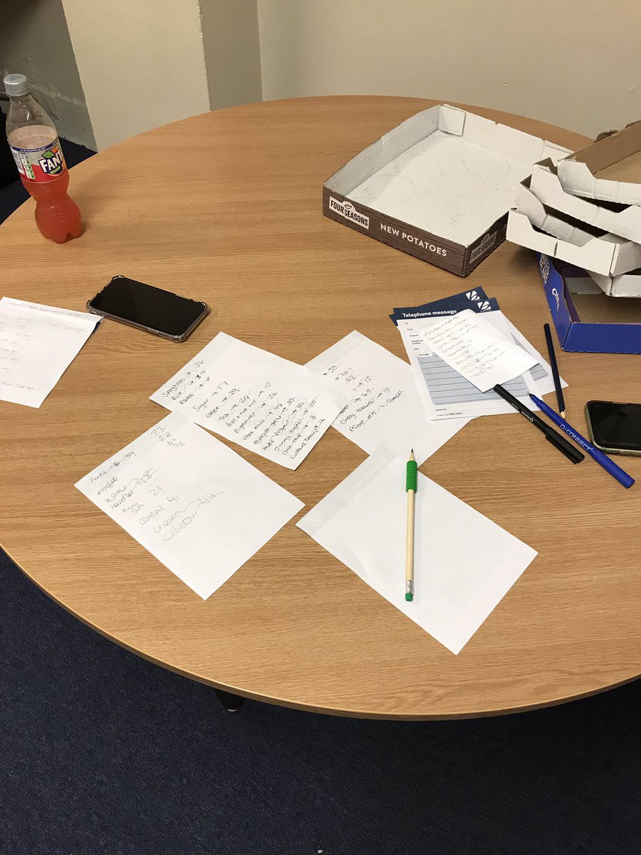 NpsSouth's tweet photo. The workings out of 2 near breaking SPO’s and PO’s. 3 hours later and all food bags are set and ready to collect https://t.co/fImqCnfIs1