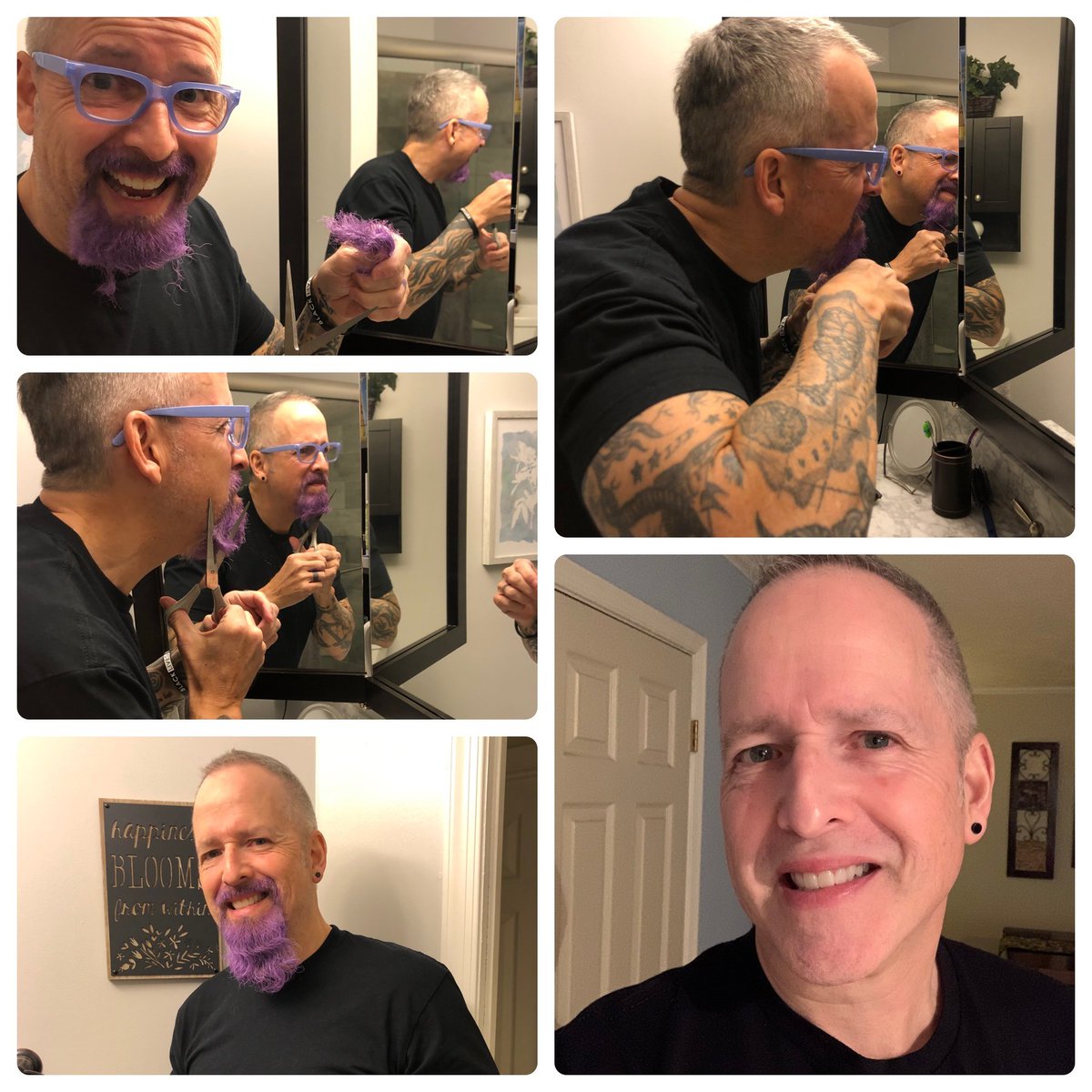 PershingHillES's tweet photo. It's done. Thanks to everyone for raising funds for Sarah's House. You made sure that several families will have a happy holiday. #GoateeGone #PHESpride #BigThanks https://t.co/wm7u2T3XLJ