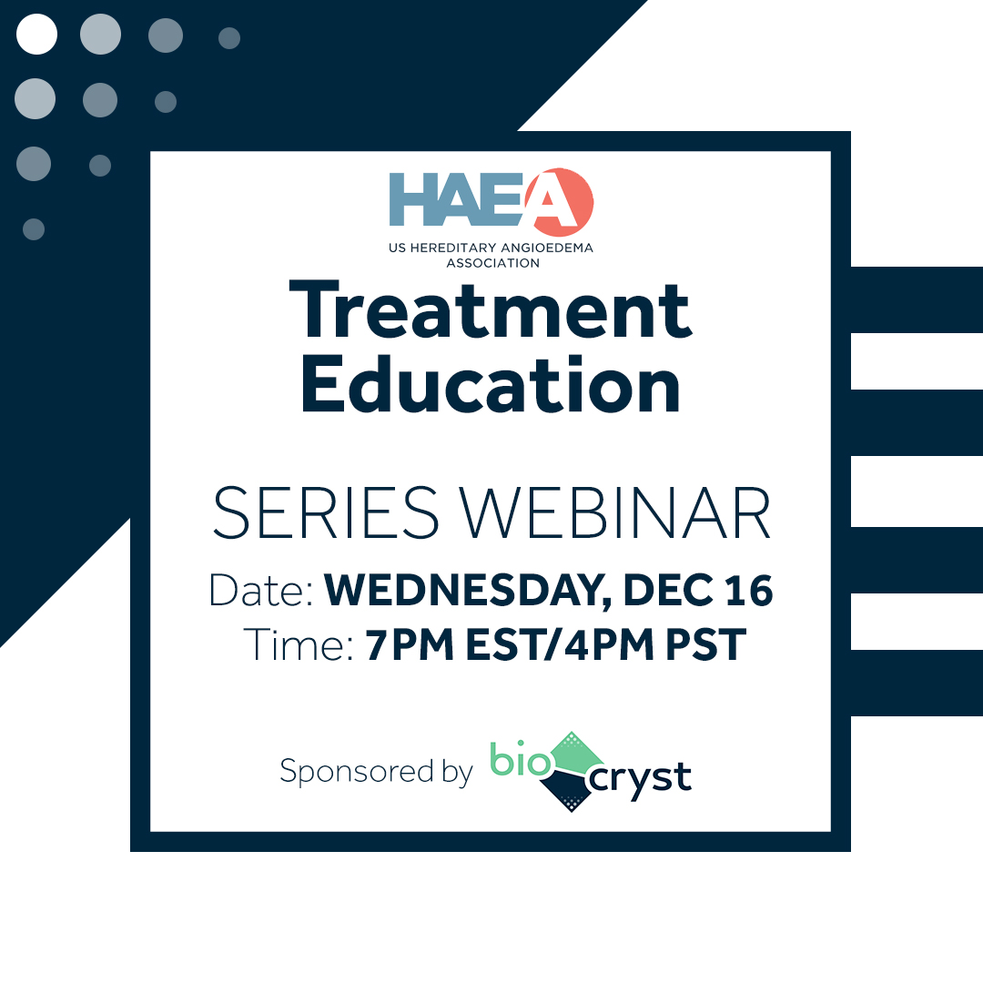 BioCrystPharma's tweet photo. We’re excited to be sponsoring a webinar with @US_HAEA this Wednesday, Dec 16 at 7pm EST. Learn more here: https://t.co/LuayddtaDY https://t.co/3KgZEhfJMO