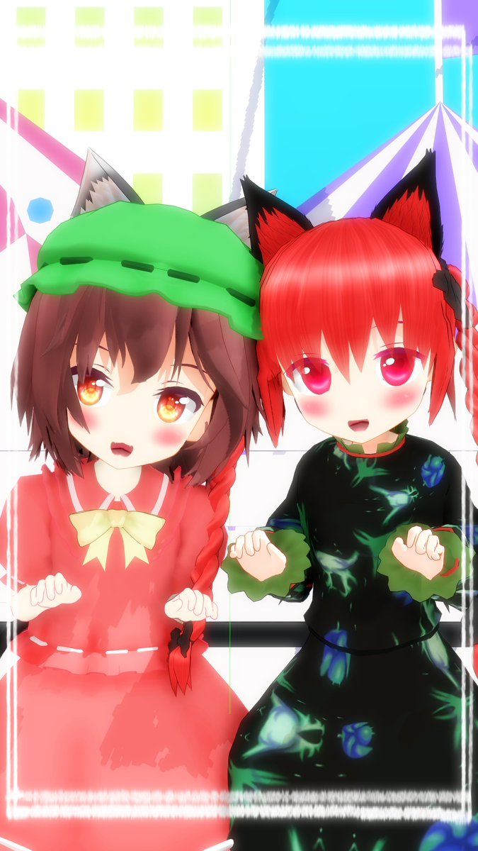 B75QaCW2J1ZceEX's tweet photo. ちゅばき式めっちゃかわいい！！
＃東方　＃東方MMD　＃ちゅばき式
＃橙　#火焔猫燐　＃ルーミア　＃少名針妙丸 https://t.co/P7Qn7B3GYB