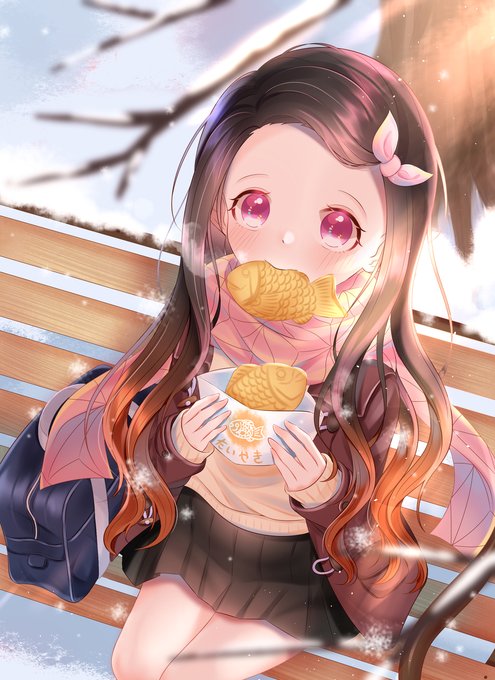 SOSOさんがTwitterに投稿した竈門禰豆子(鬼滅の刃)のイラスト。