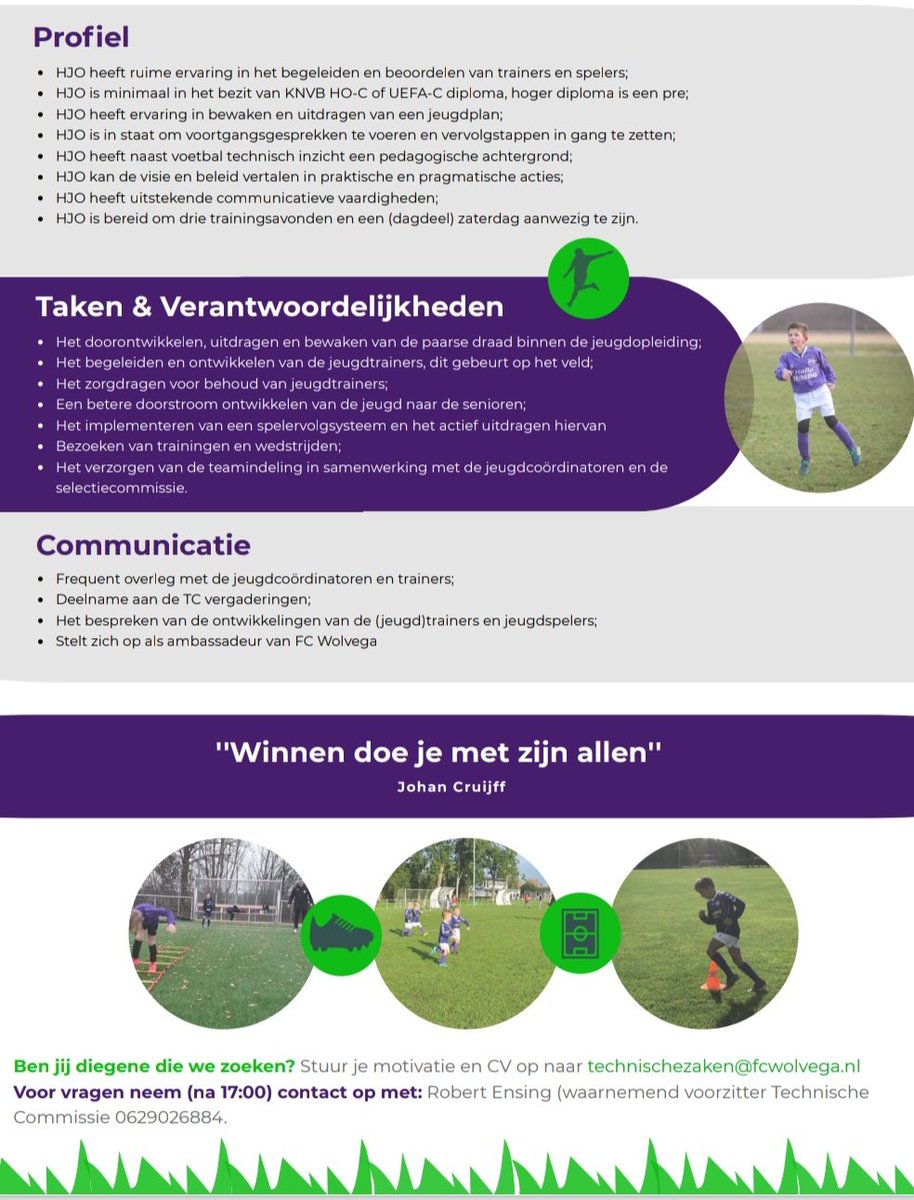 Mooie vacature bij een club in opbouw! Wie gaat deze uitdaging aan?