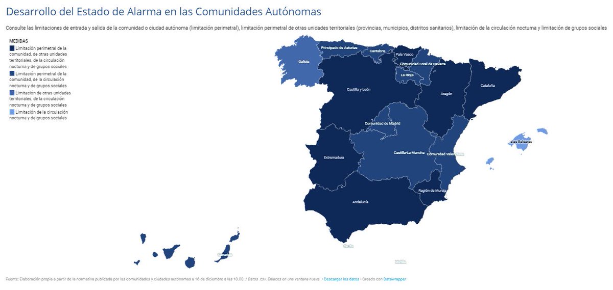 ¡NUEVO!

🗺️Mapa interactivo que recoge las medidas de contención del #COVID19 que cada comunidad autónoma mantiene vigentes bajo el estado de alarma

⏰Consulta las limitaciones de entrada y salida de la comunidad o ciudad, las limitaciones horarias, etc

mscbs.gob.es/gabinete/notas…
