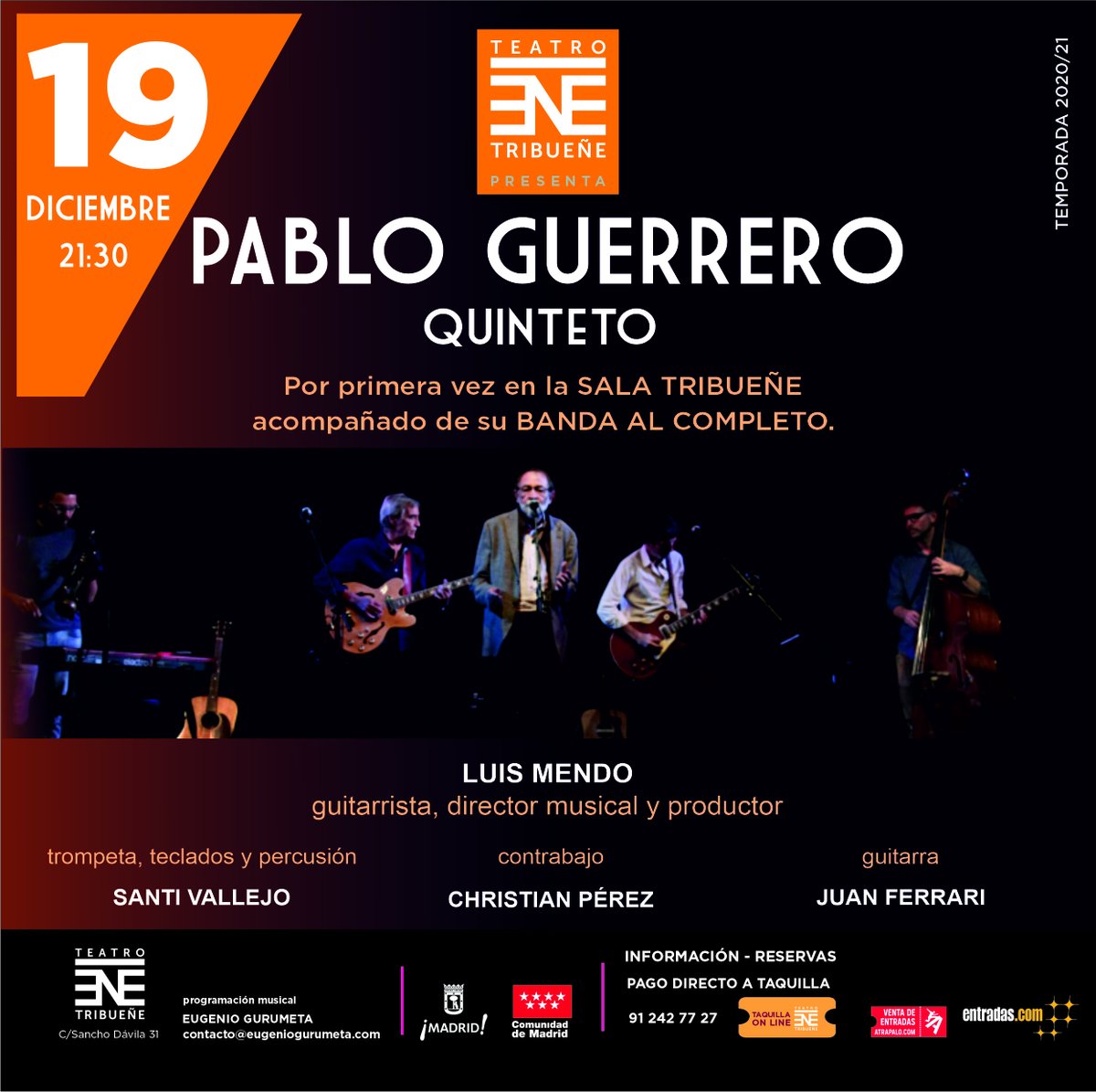 ¡Ya casi no quedan entradas para el concierto de Pablo Guerrero y su banda! ¿Te apuntas este sábado? Aún estás a tiempo 😍 #Entradas bit.ly/34iBToq