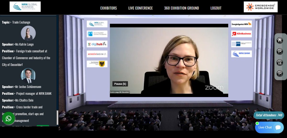 CrescendoWorld's tweet photo. The Insightful Virtual session by Ms Katrin Lange, Foreign trade consultant at Chamber of Commerce and Industry of the City of Dusseldorf about "Trade Exchange" at #NRWVirtualSummit.
#NRW #Germany #India #ChamberofCommerce #Trade #Innovation #investments https://t.co/bXCPX9qmmQ