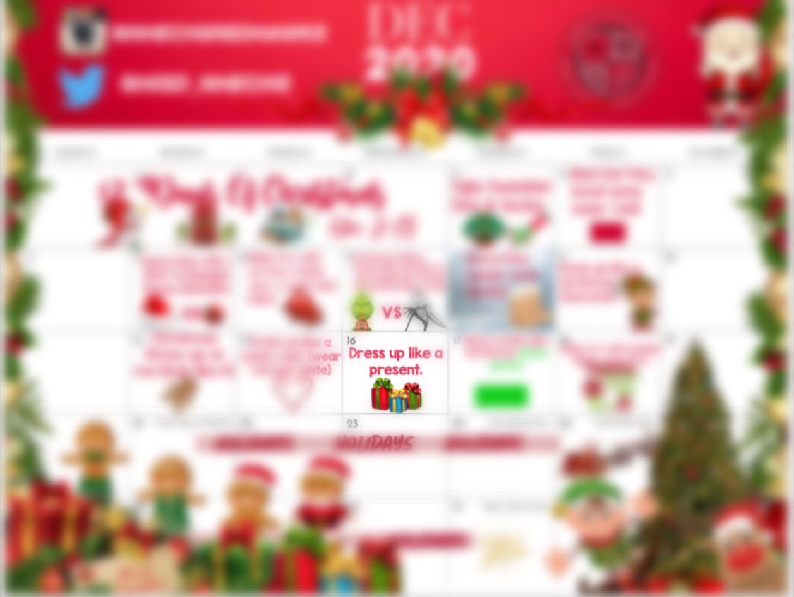 HISD_NHECHS's tweet photo. It’s the tenth day of the NHECHS 12 Days of Christmas🎄! It is Dec 16th, Present Day!  Dress up like a Christmas present! Remember to post your pictures 📷 and tag your class’ accounts.  #NHECHS #SchoolSpirit #12DaysOfChristmas https://t.co/nuVZgpZ45z