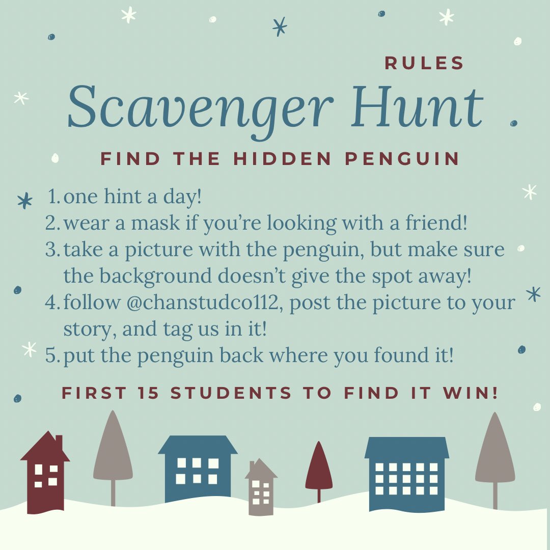 Hidden penguin hint #3! No one has found it yet! 15 more students can win! Will you be the first? 🐧☃️❄️🕵️🔎