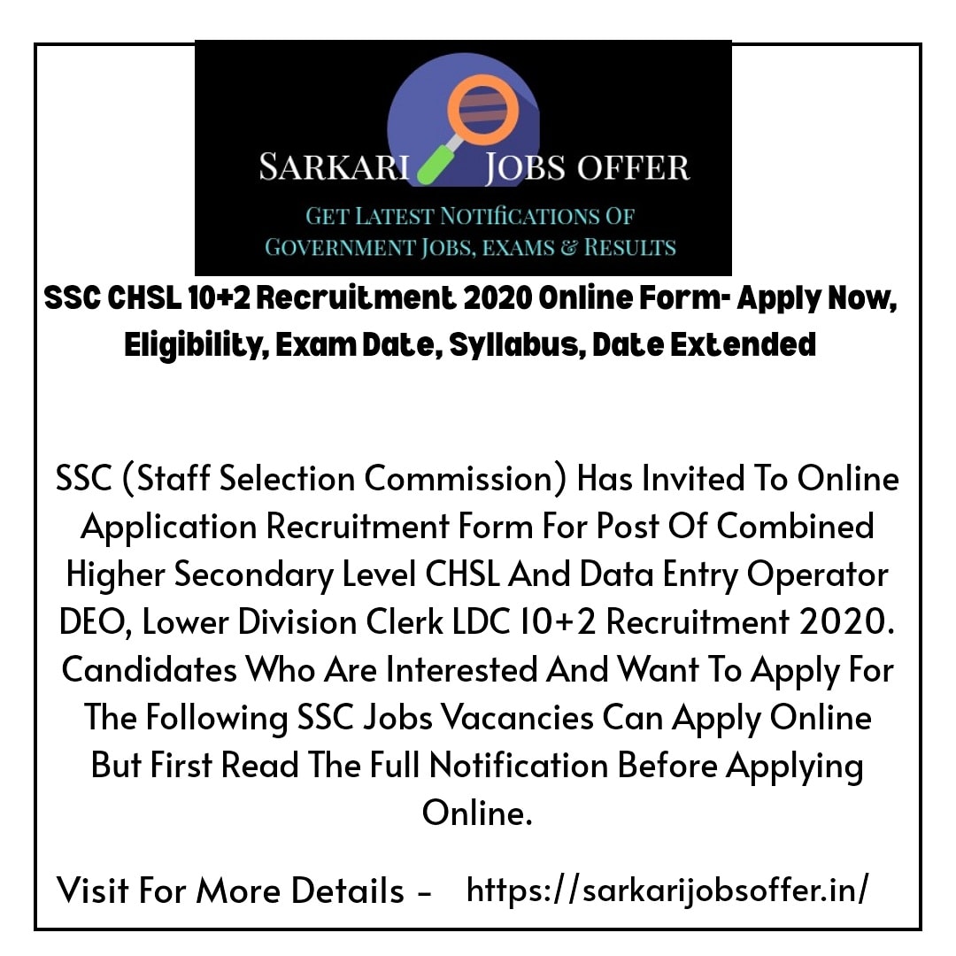 OfferSarkari's tweet photo. Click here for more details!!

https://t.co/9nNAita6mY

#sscchsl #ssc #eligibility #examdate #syllabus #dateextended #sarkarijobsoffer #latestjobupdates
#naukariupdates #Offer https://t.co/cibXgZVaVx