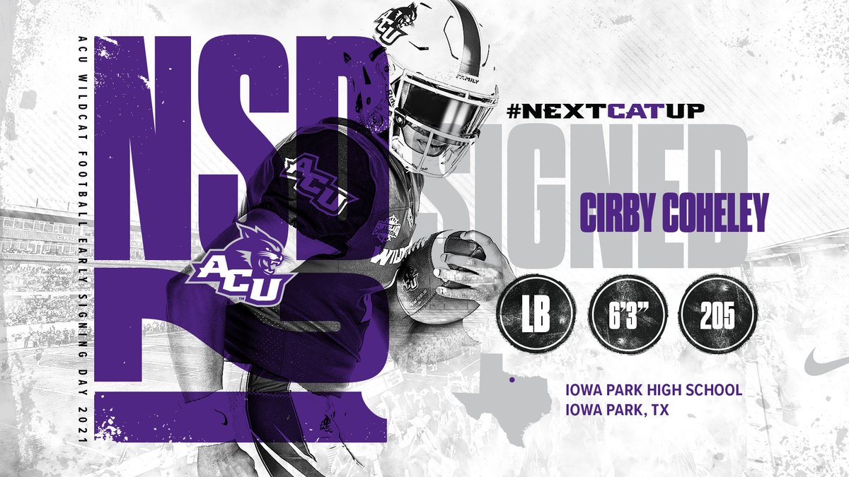 ACUFootball's tweet image. Excited to introduce our next cat up, @CCoheley, LB from Iowa Park! 

#NextCatUp x #NSD21