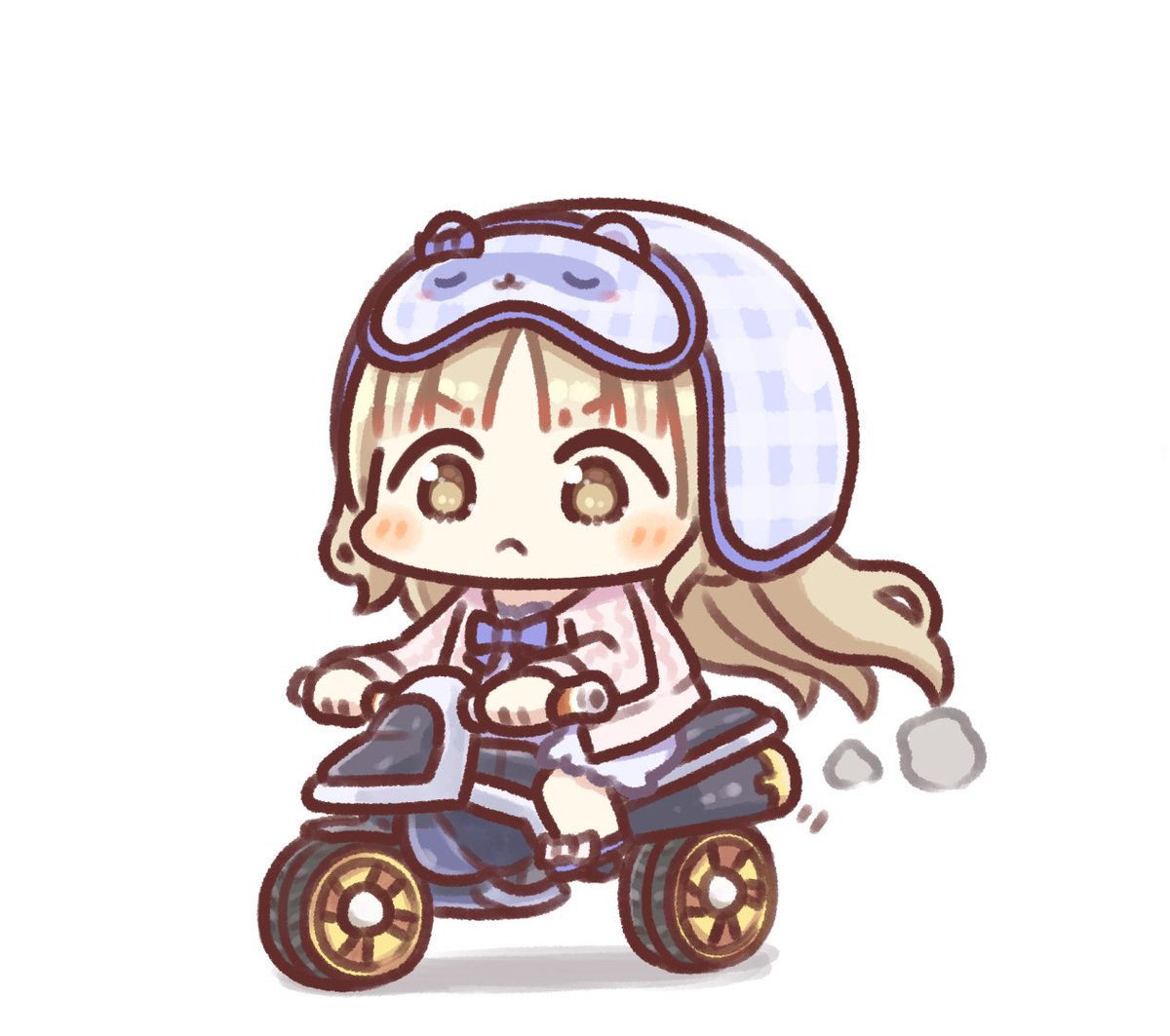 sister cleaire 1girl solo chibi long hair white background riding brown eyes  illustration images