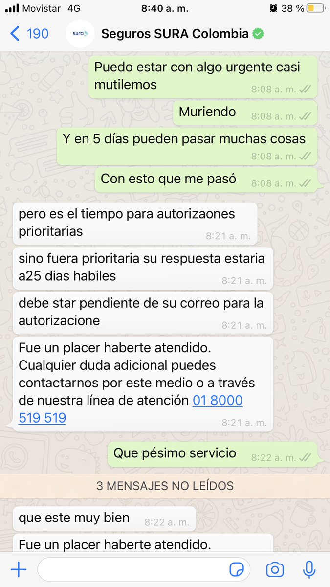 migue2571's tweet photo. La negligencia, burocracia y tiempos que no son acordes a una urgencia de salud de @GRUPOSURA @epssura pueden llegar a empeorar o incluso matar a una persona. Mi pésima experiencia en la demora de autorización de cirugía de tendón de Aquiles puede afectar mi pierna y desempeño https://t.co/x6FNe57G3u