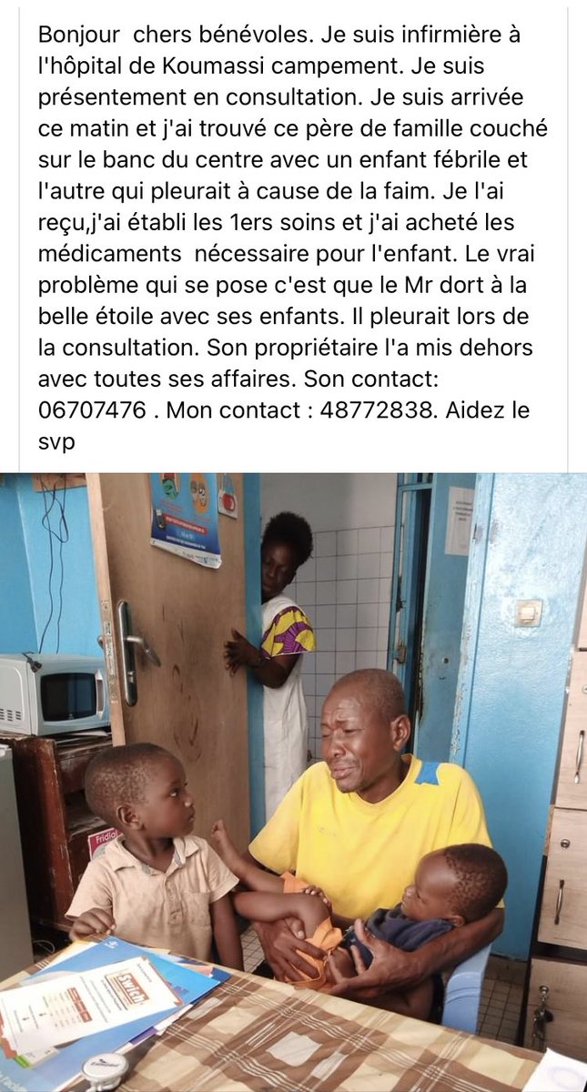 Cacaoispoppin's tweet photo. Les gars, je veux partager avec vous. Ça m’a particulièrement touchée 🥺🥺

Posons de bons actes en cette fin d’année. Aidons ce papa de toutes les manières, tant que ça lui permet de pouvoir s’en sortir un temps soit peu s’il vous plaît 🤲🏾

📞 : 06707476/48772838
Rt apprécié 🙏🏾 https://t.co/gSV9wvijaQ