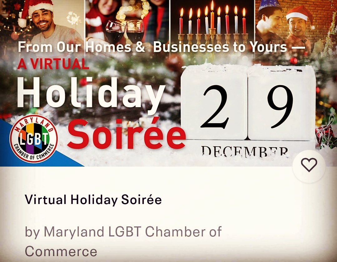 MD LGBT Chamber '20 Holiday Soirée: From Our Home &amp; Business to Yours will be virtual on 12/29 at 6:30pm EST. It's going to be fun w/performist Tim Gilliam &amp; John Knapp, soloist Nicole Colavito &amp; pianist John Kearns.

Nelson Coleman Jeweler will give $1K.
mdlgbt.org