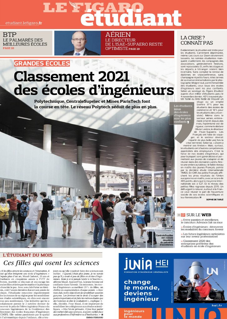 Le <a href="/reseaupolytech/">réseau Polytech</a> à la une du <a href="/Figaro_Etudiant/">Le Figaro Étudiant</a> ! "Un réseau qui séduit de plus en plus"