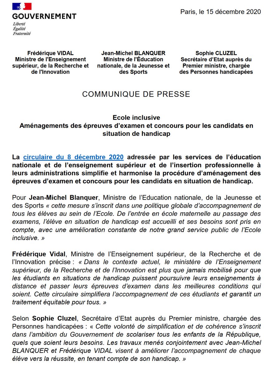 StanDehaene's tweet photo. Avancée importante dans l'aménagement des examens, qui était une des principales suggestions du Groupe de Travail "Handicap et inclusion scolaire" de notre #CSEN, et l'objet de très longues discussions. Bravo @CarolineHuron! https://t.co/l3o4ilsCLw