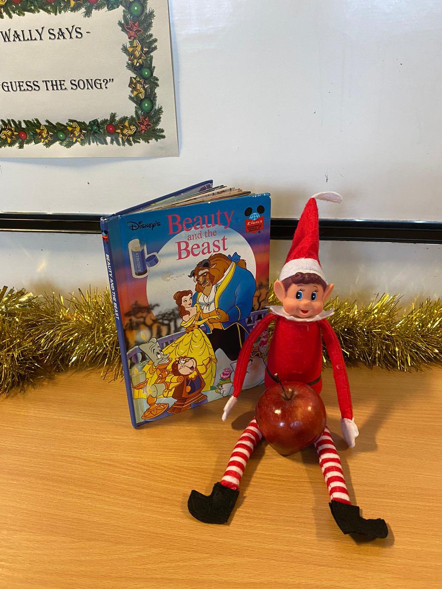 WallacestonePS's tweet photo. Fun in the staffroom in December. Each day our cheeky elf is acting out a Christmas song for us all to guess. Can you guess these ones? #wpsfamily https://t.co/wkCg9HCEeL