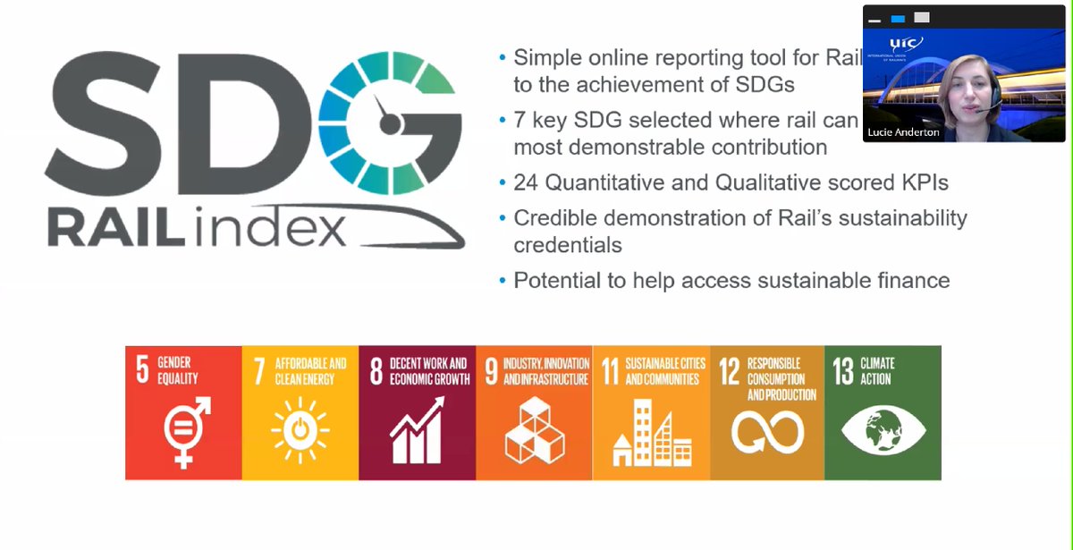 [#rail Assembly] Head of #Sustainable Development <a href="/lucie_anderton/">Lucie Anderton</a> gives an update on the SDG RailIndex tool so that members can enter data &amp; measure their sustainability performance #benchmarking #milestones
