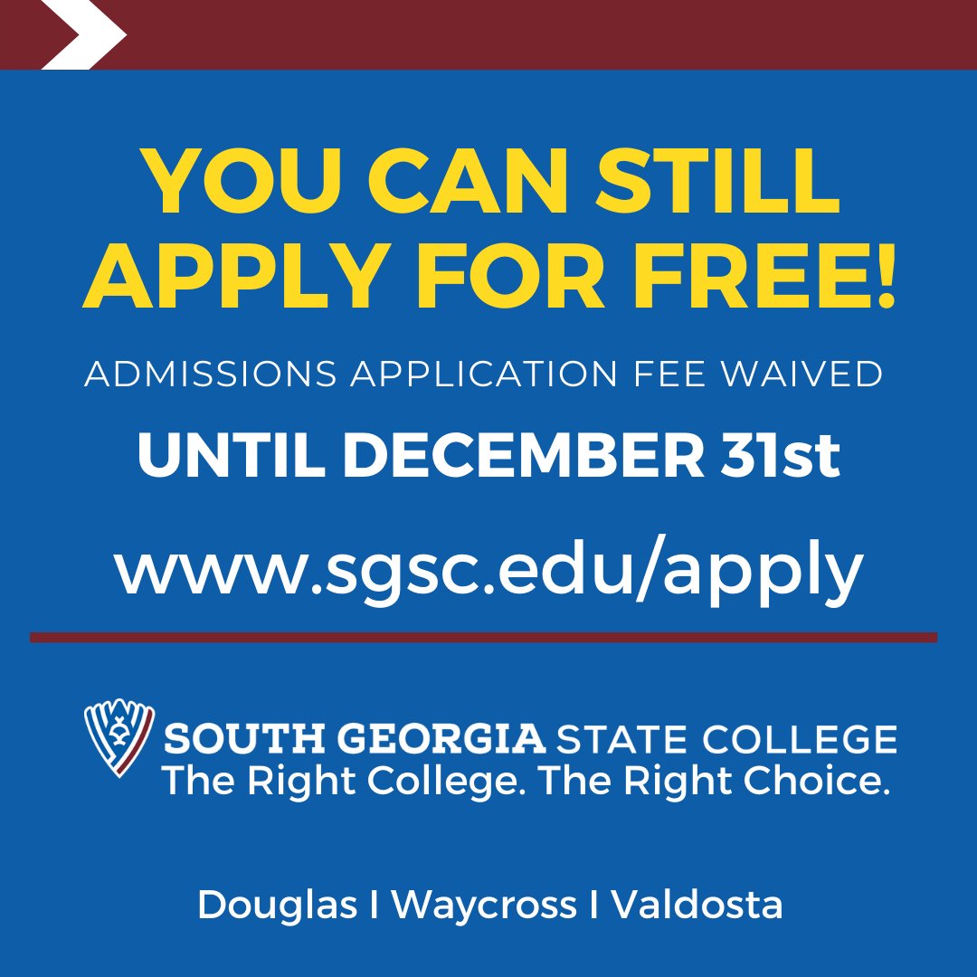 southGAstate's tweet photo. Join Hawk Nation! The SGSC 2021 Admissions Application is open at https://t.co/uwslrM09su. No application fee during December! No test scores required! #Affordable #ApplyToday #TheRightCollege #TheRightChoice #TheRightPrice https://t.co/FBpiAUYHSG
