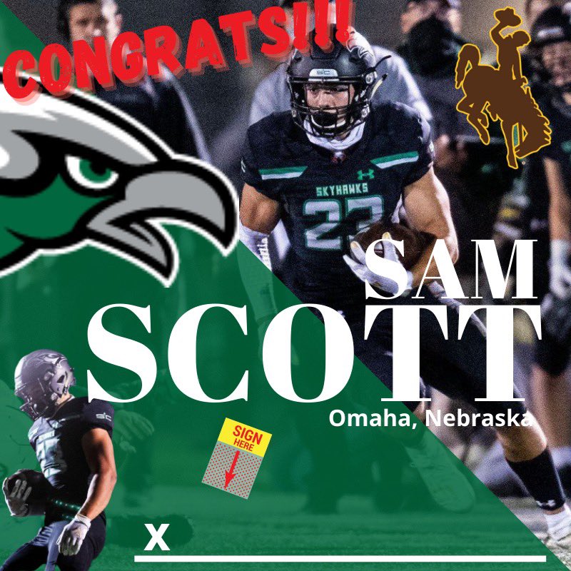 SkuttCatholic's tweet photo. Congrats to Sam Scott who signed his letter of intent to play football at Wyoming!  

@SkuttFB https://t.co/hdZ9xpYcyq