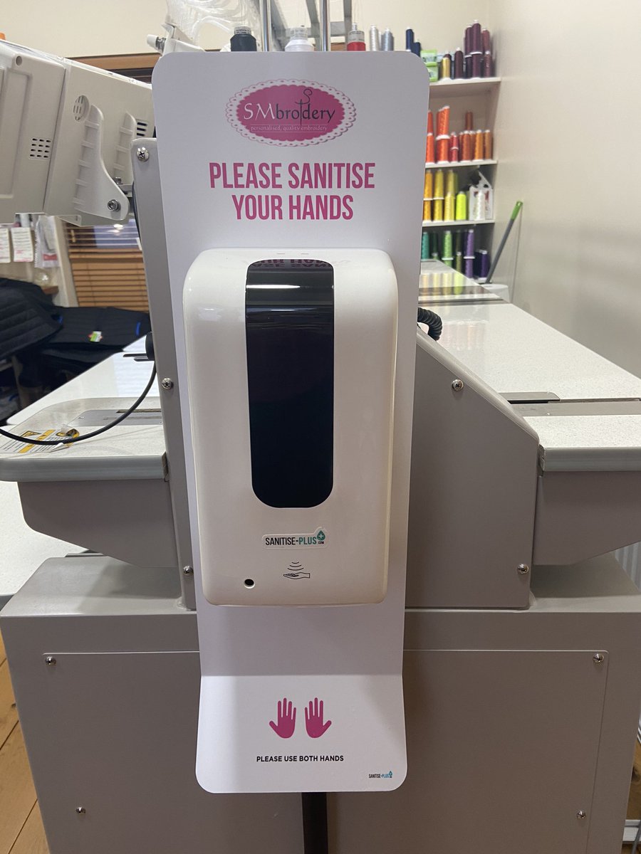 smbroidery's tweet photo. Our new sanitising station has arrived! Many thanks to @sanitiseplus for a very efficient, quick service from initial enquiry right through to delivery. Thanks also to our resident handyman (Harry!) for putting it together. #keepingourcustomerssafe #HandsFaceSpace #COVID19 https://t.co/GGuS30fTY8
