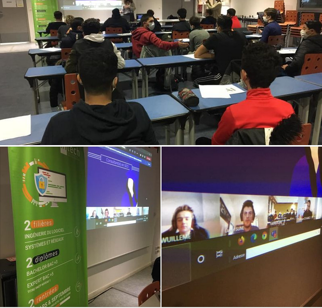 Projet TEKNIK- 8 décembre 20
Grâce à FACE Gard – Club entreprises  
Les élèves de 3emes Prépa-métiers rencontrent  les étudiants de INTECH. 
Compte tenu du protocole, la rencontre est effectuée en visio à travers des jeux interactifs pour découvrir les métiers de l’informatique.