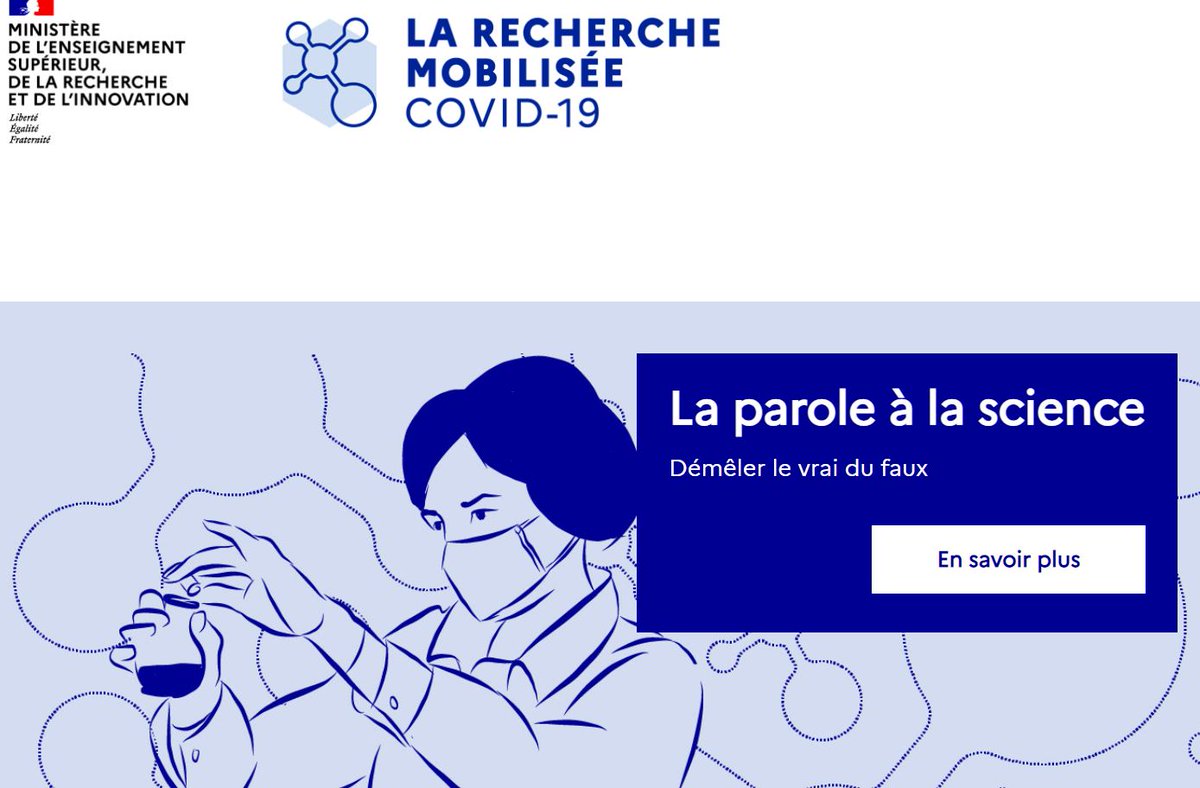 💡 Avoir accès à des contenus scientifiques fiables sur la #Covid19, c'est ce que propose <a href="/sup_recherche/">Ministère Enseignement supérieur et Recherche</a> sur une nouvelle plateforme en ligne !
🚀 Déjà + de 300 contenus issus des instituts <a href="/Inria/">Inria</a> <a href="/INRAE_France/">INRAE</a> <a href="/CNRS/">CNRS 🌍</a> <a href="/Inserm/">Inserm</a> <a href="/CEA_Officiel/">CEA</a> &amp; #Universités
🖱️ …vid.enseignementsup-recherche.gouv.fr