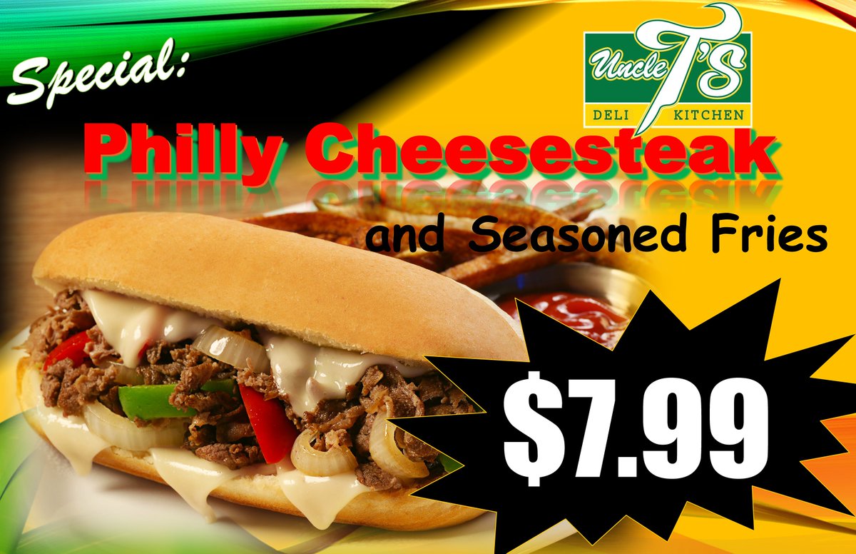 Ronbene's tweet photo. Hey we're back TWEETING!!! Now from our LR location, we are offering the same tasty specials we did in Conway. @UncleTdeli come join us for #LUNCH today. We've added a new #KITCHEN and rolling out new specials daily. #PhillyCheesesteak meal today! Yummm.... https://t.co/CEyajQfFwK