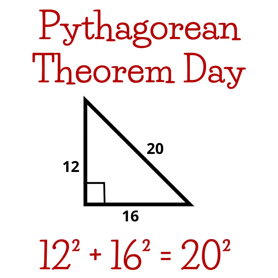 MoMath1's tweet photo. Happy #PythagoreanTheoremDay from #MoMath! This #mathholiday is celebrated when the sum of the squares of the first two digits in the date equals the square of the last digit in the date –– 12² + 16² =20². The next Pythagorean Theorem Day will be celebrated on 7/24/25! https://t.co/AEEHsCqcr8
