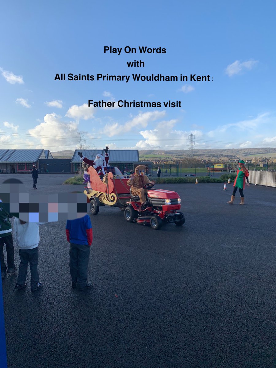 PlayOnWordsCo's tweet photo. We have been busy bringing magic to the little people. Santa on his sleigh in Medway yesterday. Zoom party planned for Sunday at 6pm and personal message available - all proceeds to Medway Foodbank. https://t.co/cK8j2Qo9WM https://t.co/gf9WrFDfdc