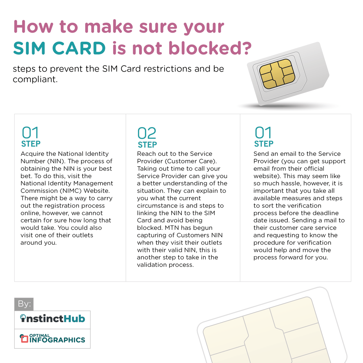 InstinctHub's tweet photo. How to make sure your SIM CARD is not blocked?

https://t.co/FcYJAd63f9

#nimc #Telcom2020 #Nigeria @MTNNG @9mobileng @AirtelNigeria #instincthub #career #designthinking #tech #programming #javascript #python #programmer #developer #webdeveloper #webdesign #Software #technology https://t.co/eco8sZuX1T