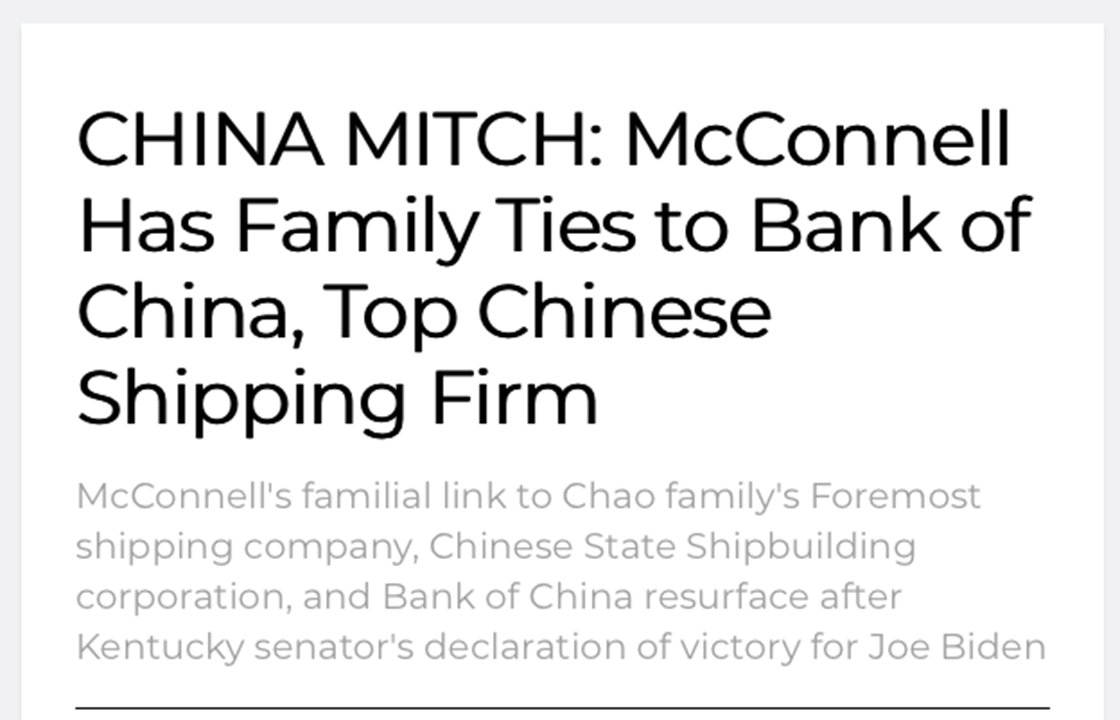 They 'seem' like Republicans because they wear the "REPUBLICAN" badge on their coats.But, they act like Traitors?Xi - I wonder why? https://nationalfile.com/china-mitch-mcconnell-has-family-ties-to-bank-of-china-top-chinese-shipping-firm/