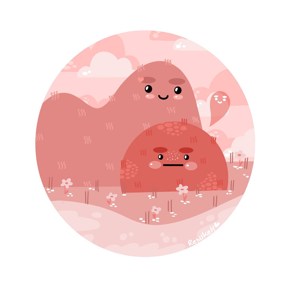 RenskeHart's tweet photo. I participated in another DTIYS because finals give me stress and I needed some distraction! ✨ thank you for hosting this @tiffanytanart 

Do you like the grumpy and happy pair? 

#art #artistsontwitter #drawing #illustration #artwork #applecheeksdtiys #dtiys #digitalart #cute https://t.co/PEdBluh3k3