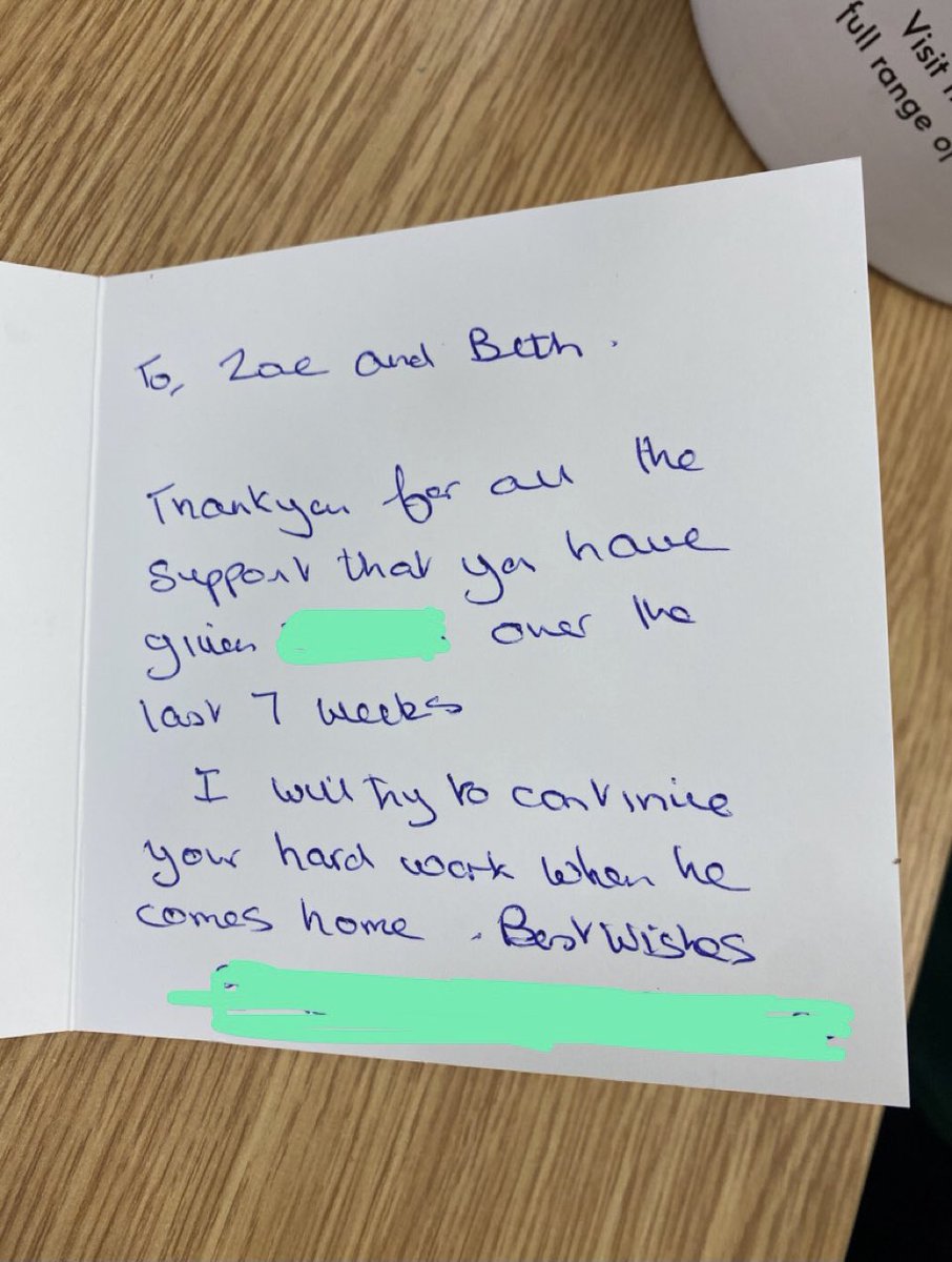 bethcharlesOT's tweet photo. I’d forgot to post this. It’s very sweet and appreciated when you are thanked personally for your hard work🤍 #OT #stroke #OccupationalTherapy https://t.co/0URb7WCQBa