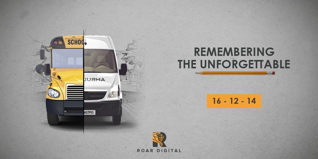 RoarDigitalco's tweet photo. In the loving memory of the martyrs of APS Attack, 2014. Roar pays its tribute to all the victims of the tragic event. May they rest in peace.
#roardigital #APSMartyrs #APSPeshawar https://t.co/oFEbfKSdX2