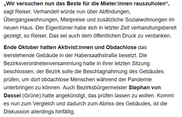 miet_moelli's tweet photo. Laut @TspLeute droht der im November von Wohnungslosen @hab_ich_saath besetzten #Habersaathstraße der baldige Abriss. Ein entsprechendes Vergleichsangebot zwischen Bezirk u Eigentümer liegt auf dem Tisch. Die von BVV beschlossene Beschlagnahme des Leerstands wäre damit vom Tisch https://t.co/tR3n4bNtKj