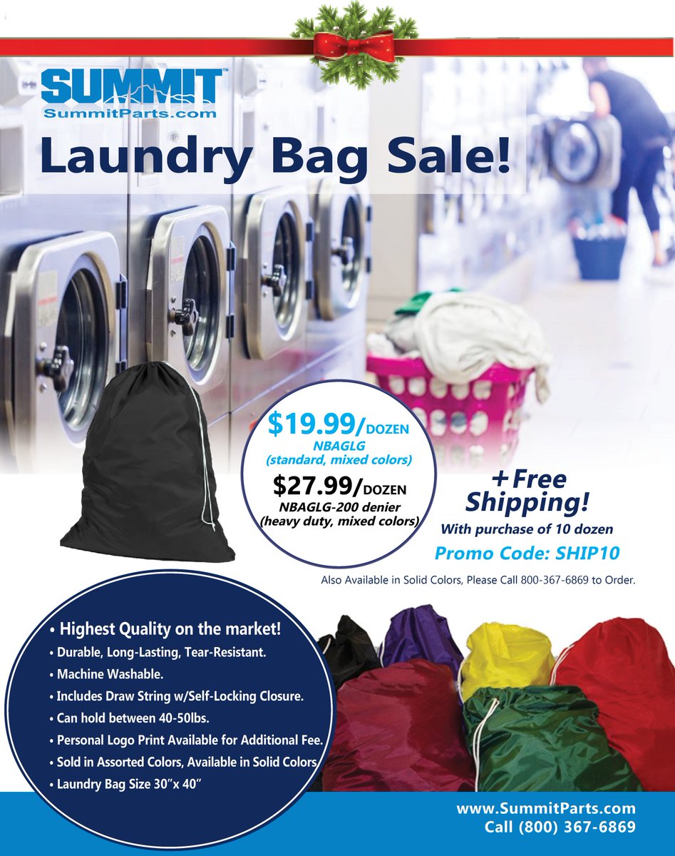 Summitparts's tweet photo. Don't miss the Summit Laundry Bag Promo! Ends 12/31
#laundry #laundromat #laundryparts #commercialLaundry #Sales #PROMO #laundrybags #PromoCode https://t.co/xsC9jIsSA2