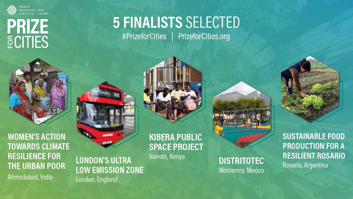 WRIRossCities's tweet photo. It’s finally here! Announcing the five finalists of the 2020-2021 WRI Ross Center #PrizeforCities! These urban change-makers are working at the forefront of tackling the climate crisis &amp; urban inequality, delivering life-changing impact to their communities. https://t.co/RAEqr2VzHn