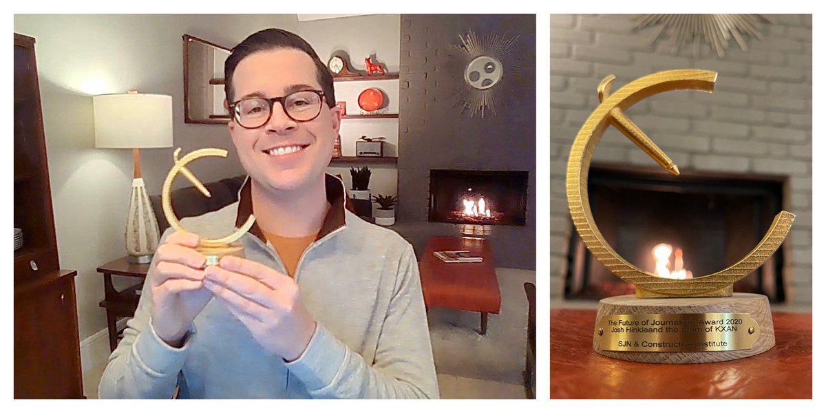 Today, on behalf of all the  #NexstarNation stations that helped produce our nationwide solutions journalism project -  #PandemicPASSorFAIL - I accepted the Future of Journalism Global Award from the  @ConstructiveIn based in Denmark (I was remote, of course)! (1)