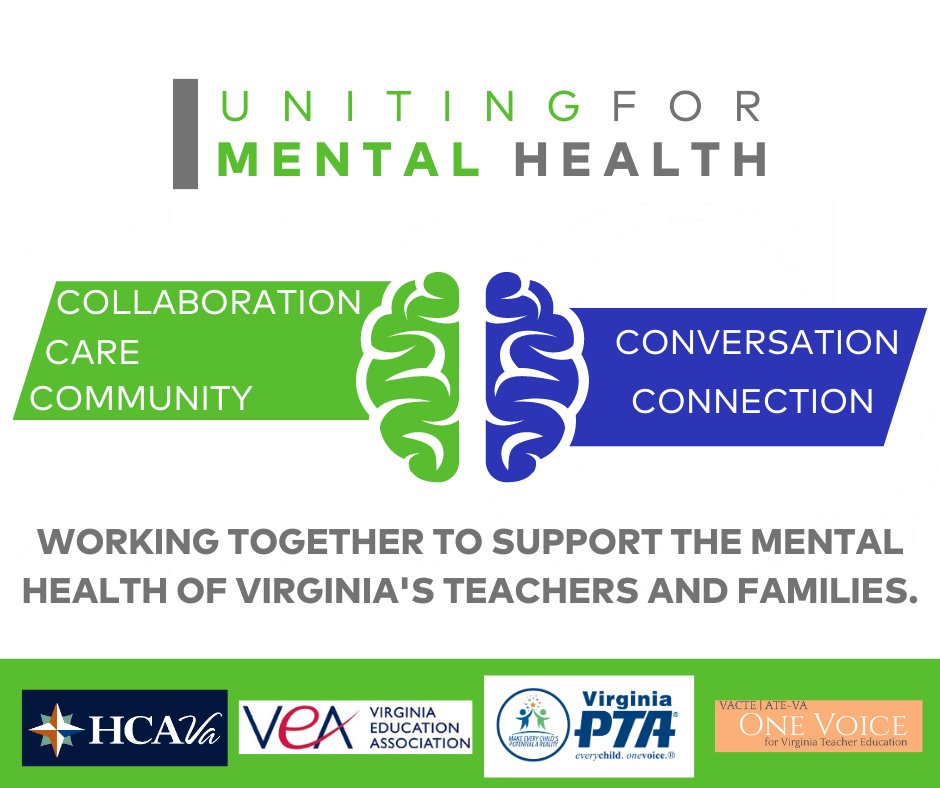 ATEVirginia's tweet photo. .@hcavirginia, @VirginiaPTA, @VEA4Kids, and @vacteva came together for a conversation around supporting mental health for VA’s teachers and families. We will be continuing our collaboration into the new year, and we encourage you to join the conversation! #UnitingForMentalHealth https://t.co/floxT4la72