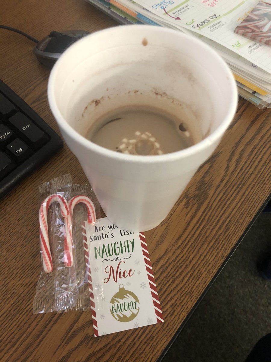 Thank you @CaseyNecessary <a href="/tracy_halleduc/">Tracy Hall</a> and @FSES_Shelton for the hot chocolate!! It was the perfect way to start my morning. ❤️ Sad I made Santa’s naughty list though