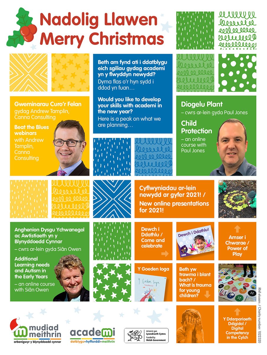 MudiadMeithrin's tweet photo. Dyma flas o'r hyn sydd i ddod yn fuan yn 2021.... 🥳🧡
Here is a peak at what we are planning for 2021... 🥳🧡
#AcademiAdref
@yrawrgymraeg https://t.co/dl3D5z2dk9