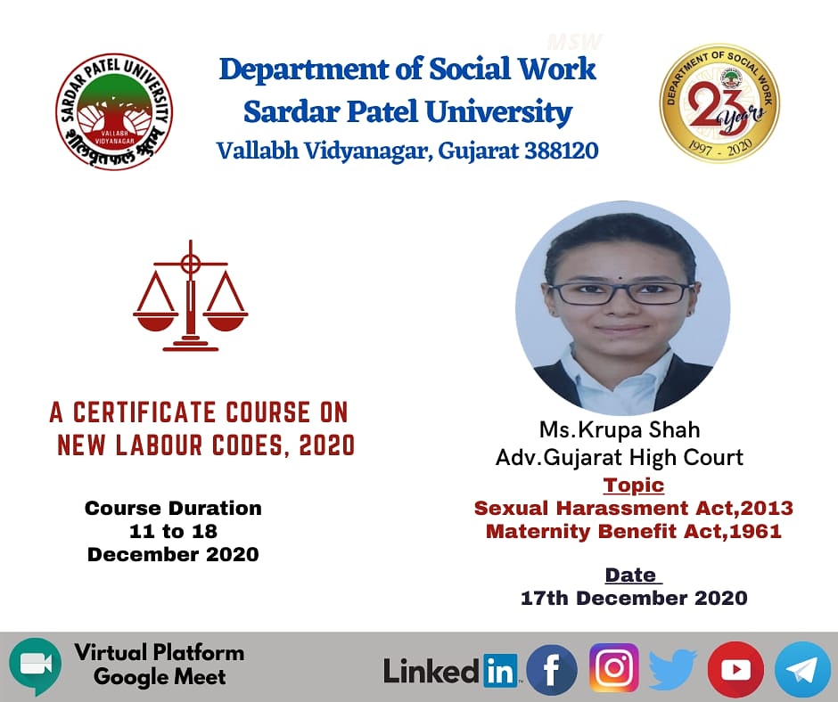 dswspuvvnguj's tweet image. #newlabourcode @shivanikdmishra @spunivgujarat @EduMinOfIndia @ugc_india