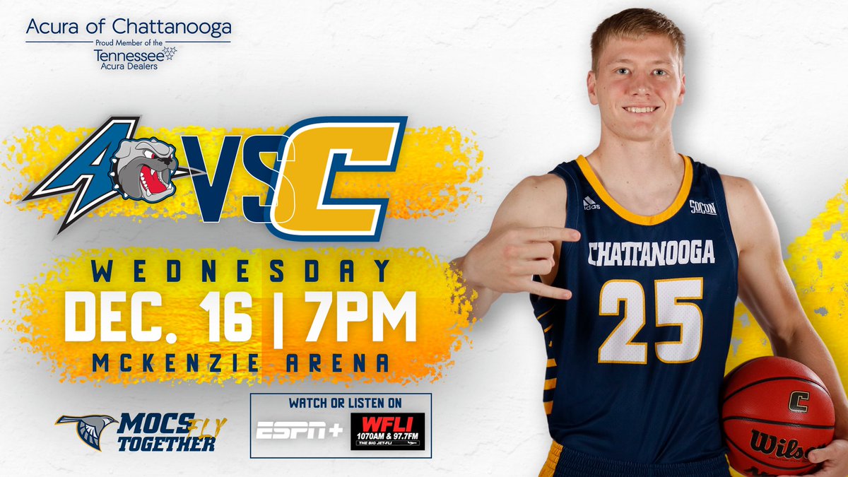 GoMocsMBB's tweet photo. GAMEDAY! 

📍Chattanooga
🏟️Roundhouse
🕖7 pm
📺ESPN+
📻WFLI 97.7FM/1070AM &amp; @tunein 
📜https://t.co/O46RYG1LaI
🔗ESPN, radio &amp; live stat links: https://t.co/DG52U4jpO5

#MocsFlyTogether #RepTheC https://t.co/ZfVLiok7s4