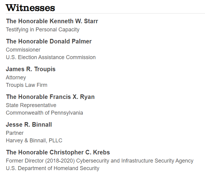 Today, the Senate Homeland Security and Governmental Affairs Committee meets for a hearing on the integrity of the 2020 election. I'll have a report for you later today. The witnesses include  @C_C_Krebs and Kenneth Starr. @CourthouseNews