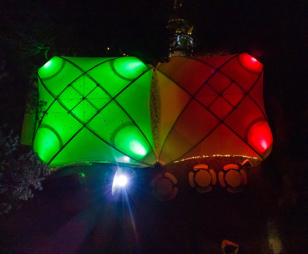 JamFirstTheatre's tweet photo. Let there be light!! The all new Theatre Tent is almost ready for our opening at Pinetum Gardens this Weekend! 🤩🎄🥳 #jamfirsttheatre #christmasshow #comedy4cornwall https://t.co/D6WocNbgGU