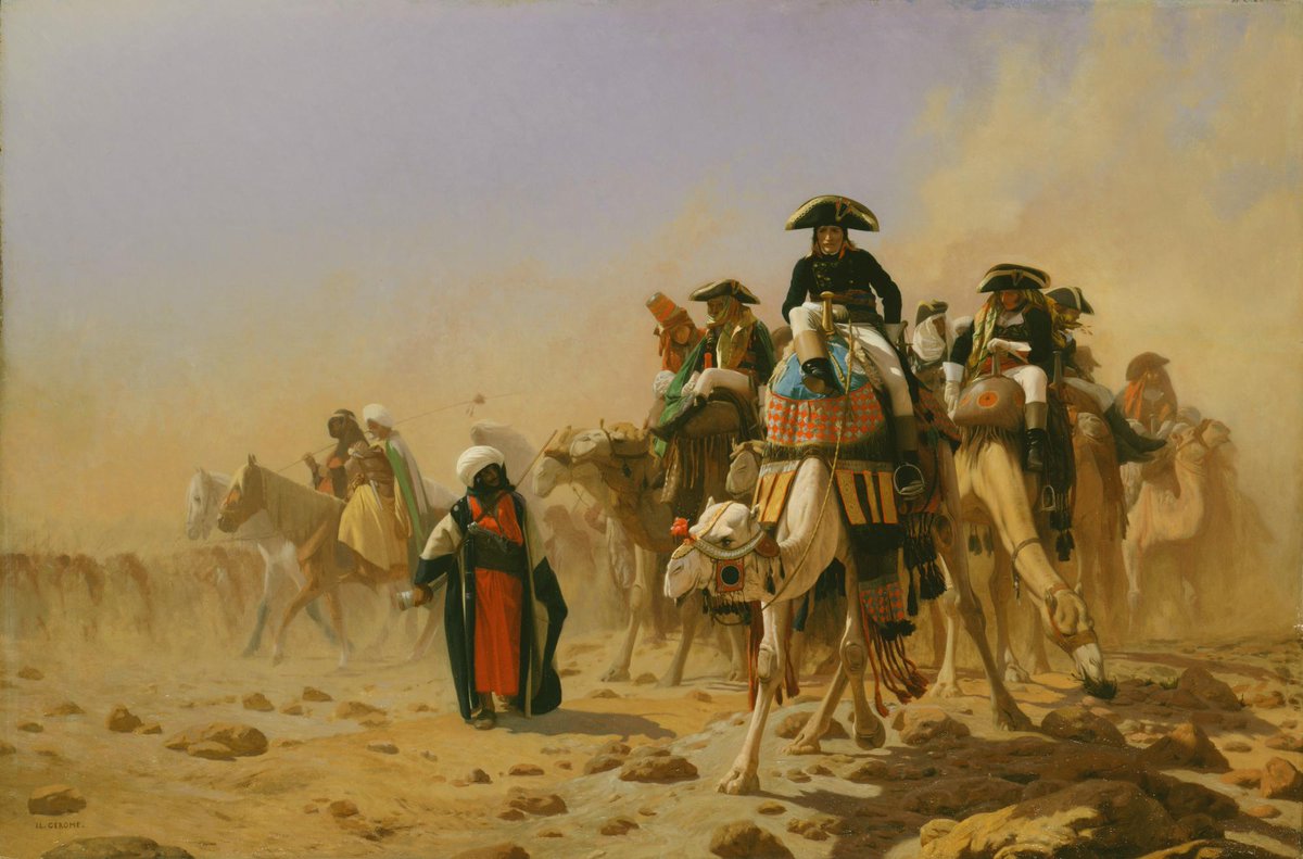 In 1798, Napoleon's army invaded Egypt--the second (after Malta) in a planned series of conquests that was intended to challenge Britain's growing dominance in India. (4/23)